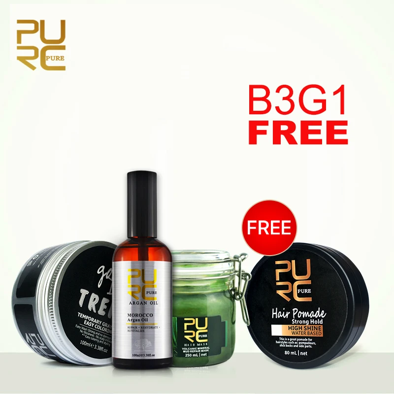 

Buy 3pcs get 1Pcs PURC Hair Color Wax Dye One-time Molding Hair Colors and Argan Oil and Strong Hold Hair Pomade for hair style