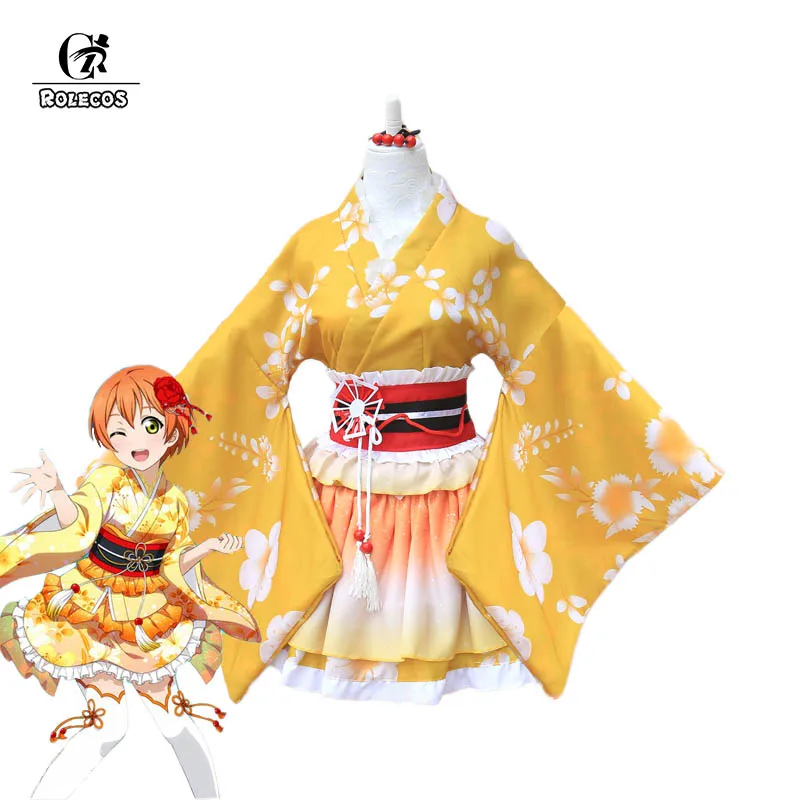 Костюмы ROLECOS для косплея из аниме Love Live костюмы Рина хошизоры юката желтое кимоно