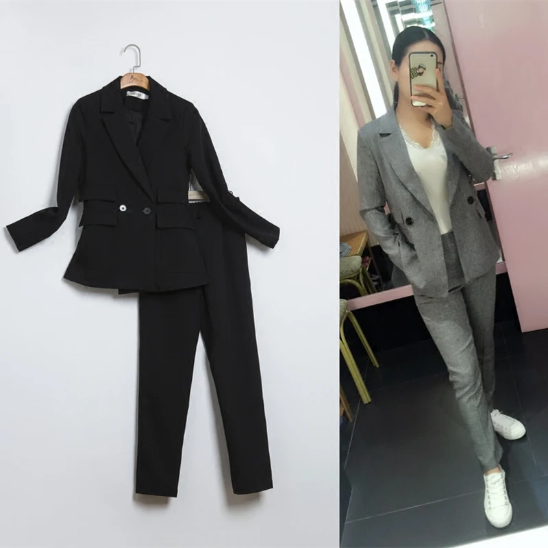 De pièce Pour Coréenne Version 2 Petit Mode Tempérament Pantalon Costume Femmes 2019new Décontracté Veste 1 Deux Lâche Olcommuter qY1xU0Z