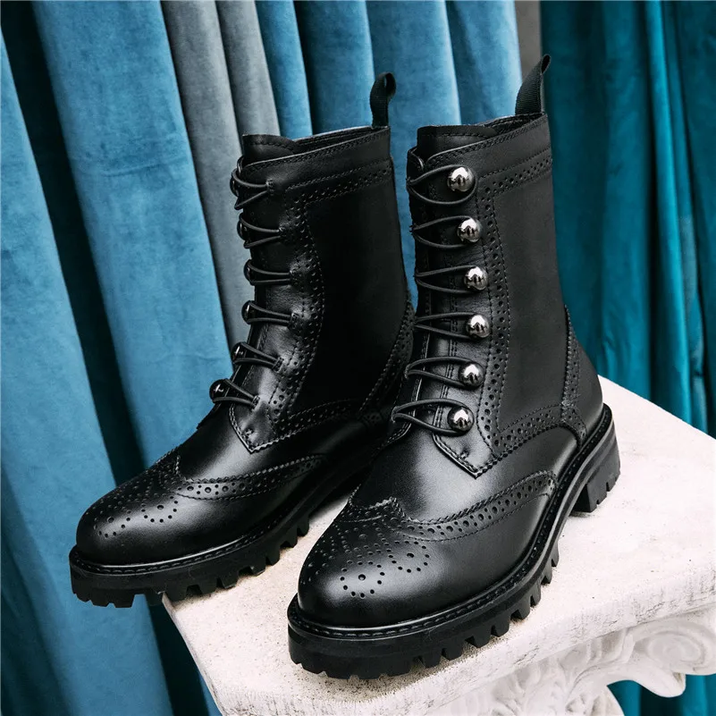 Cena FEDONAS jakości brogsy z prawdziwej skóry krótkie buty klamra kobiety kostki buty Punk Party buty biurowe kobieta zima Chelsea buty