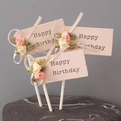 3 шт./лот Шелковый цветок Happy украшение для именинного торта украшение для торта ко дню рождения Беби Шауэр детский день рождения Свадебные