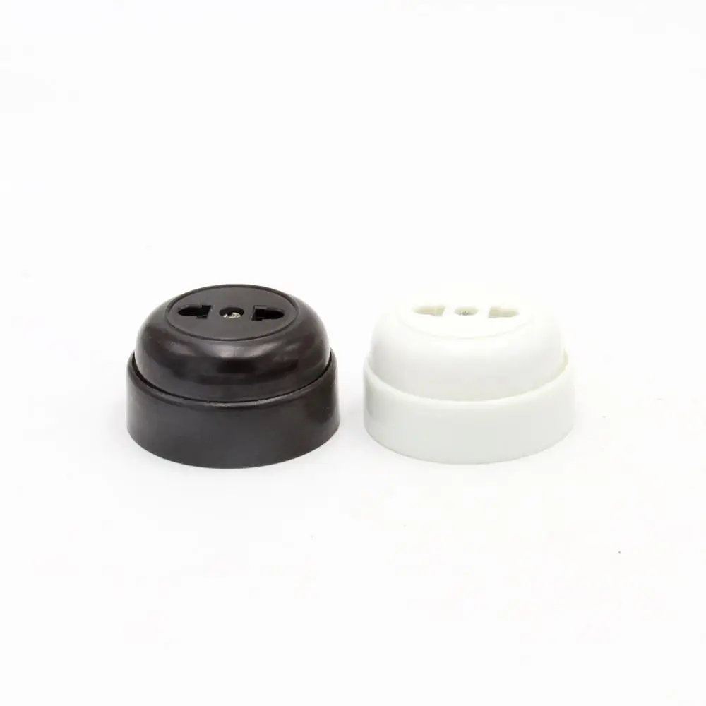 

2 Pin Rustic Wall Socket Single Surface Mounted 2 Holes Old Style EU Standard Around Vintage Socket