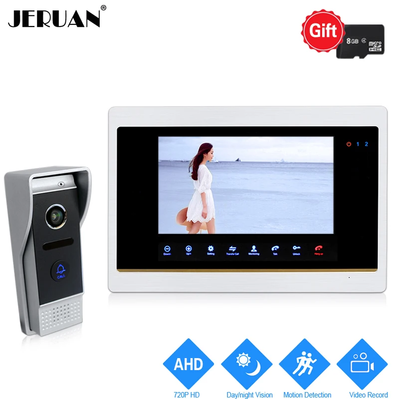 JERUAN 720 P AHD HD 7 дюймов Видео Домофонные дверной звонок разблокировки внутренней