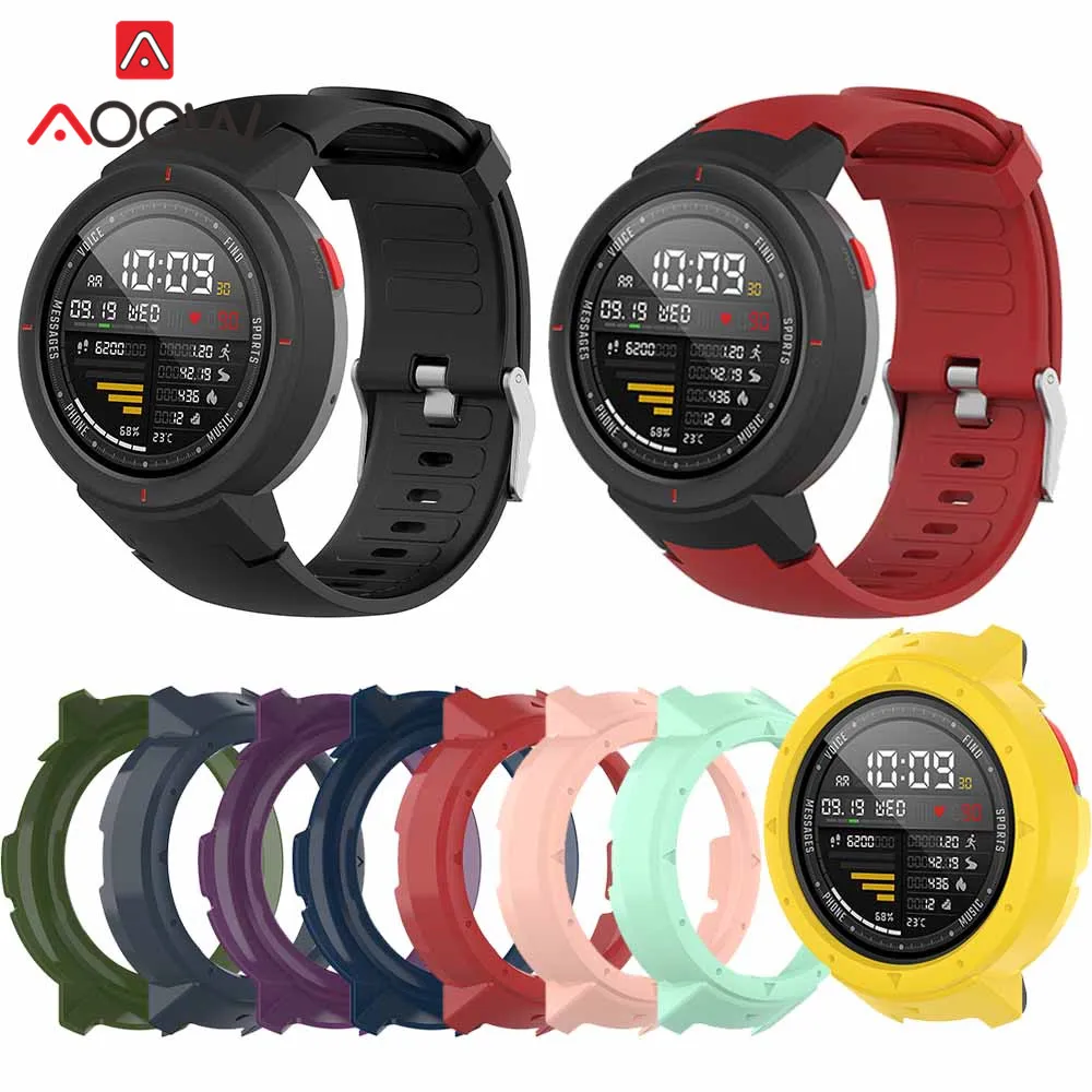 

Soft Silicone Watchband for Amazfit Verge Xiaomi Huami 3 Sport Replacement Band Bracelet Strap and PC Full Protective Case A1801