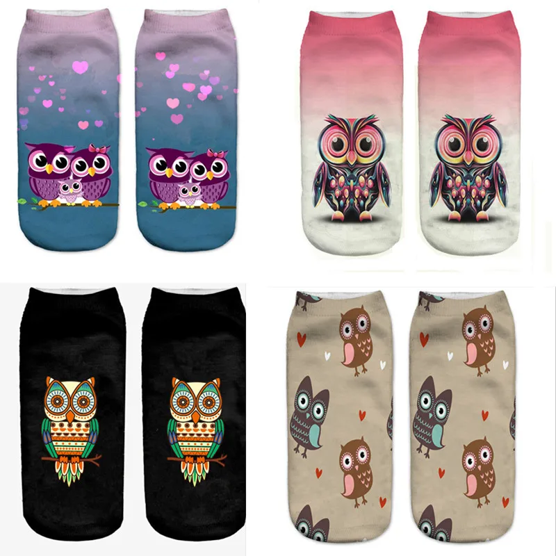 Новые 3d печатные носки нейтральные носки маленькая сова littleowl женские носки оптовая продажа