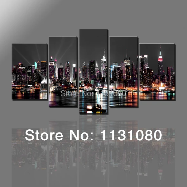5pieces Wall Canvas Painting New York City At Night View Posters Home Decoration Pictures For 5pieces Wall Canvas Painting New York City At Night View Posters Home Decoration Pictures For