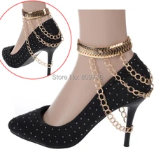 Chic Golden Tassel Layers Ankle Chain Jewelry Accessory Anklets Chain Collocation for High-Heeled Shoes Hot Jewelry Gift