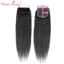 Kinky Straght Hair 5*5 кружевное закрытие с глубокой частью 8-20 дюймов Wonder beauty Yaki Remy бразильские человеческие волосы закрытие с детскими волосами