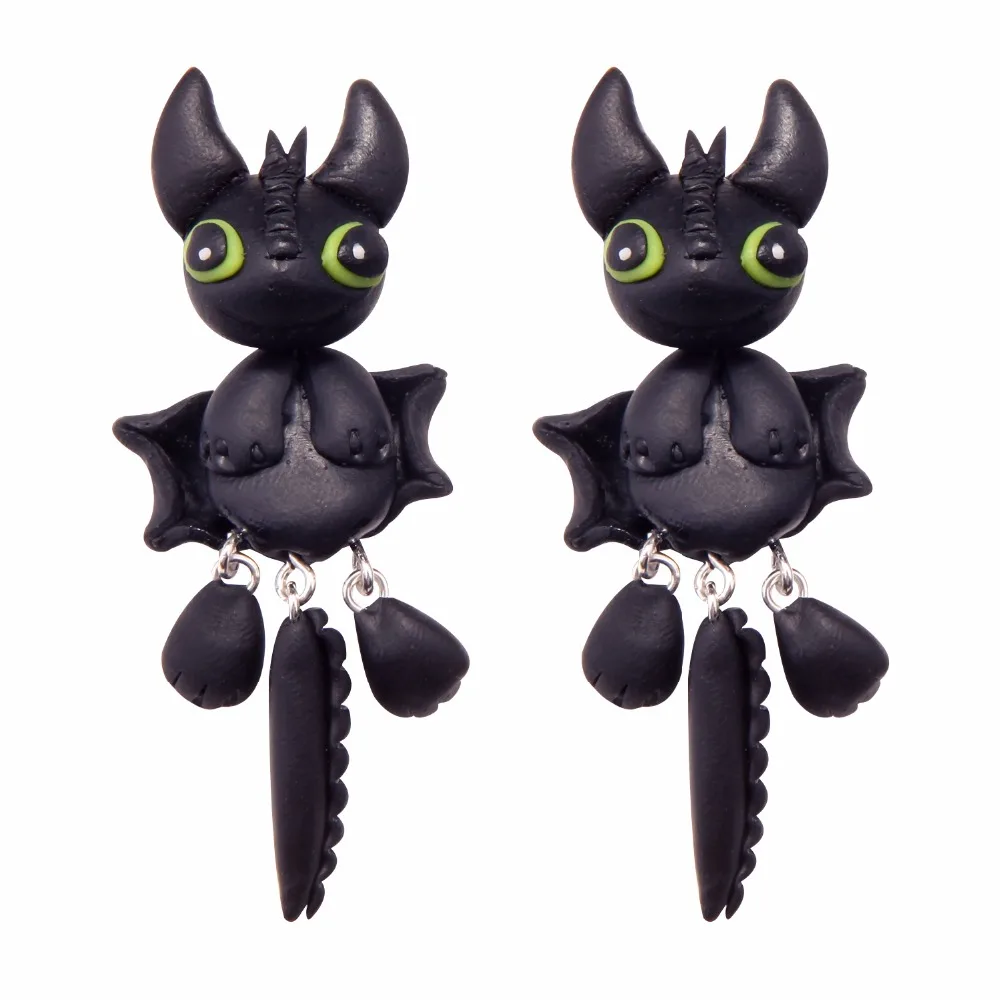 

TTPAIAI 30 Handmade Polymer Clay Black Bat Stud Earrings Fashion 3d Animal Soft Cute Earrings For Women Girl Kids Best Gift