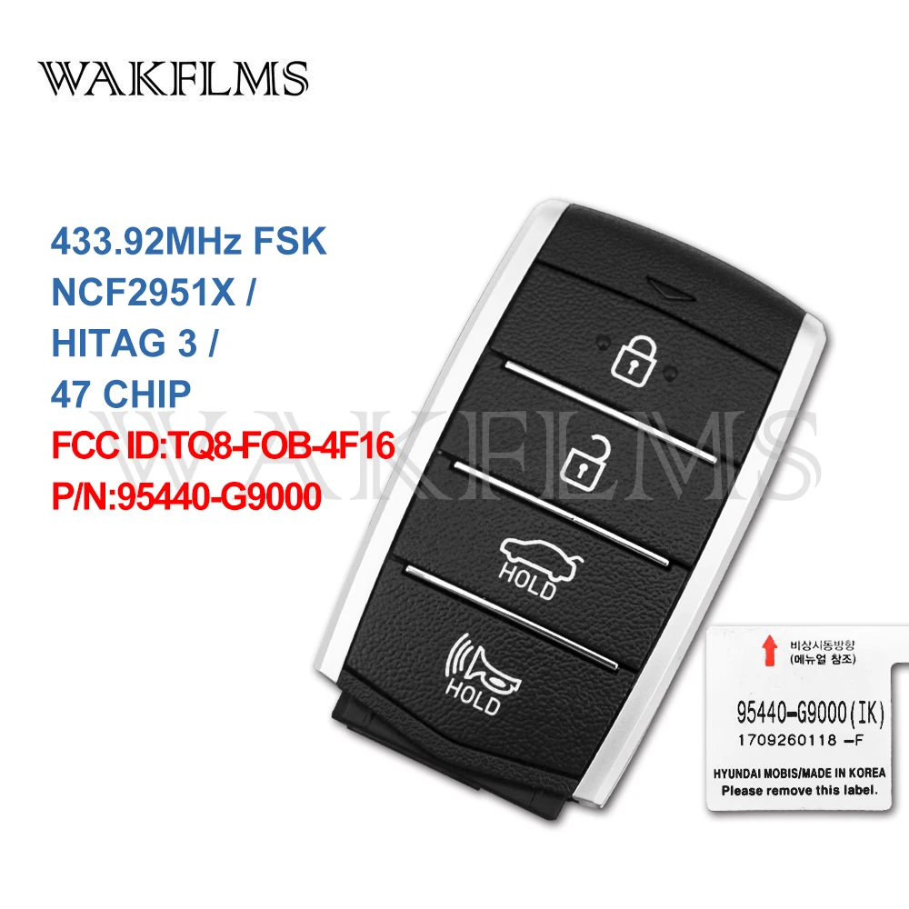 4 btns Remote Smart Car key 433.92Mhz For Hyundai Genesis G70 2017 with NCF29A1X HITAG 3 47 CHIP OEM TQ8-FOB-4F16 95440-G9000