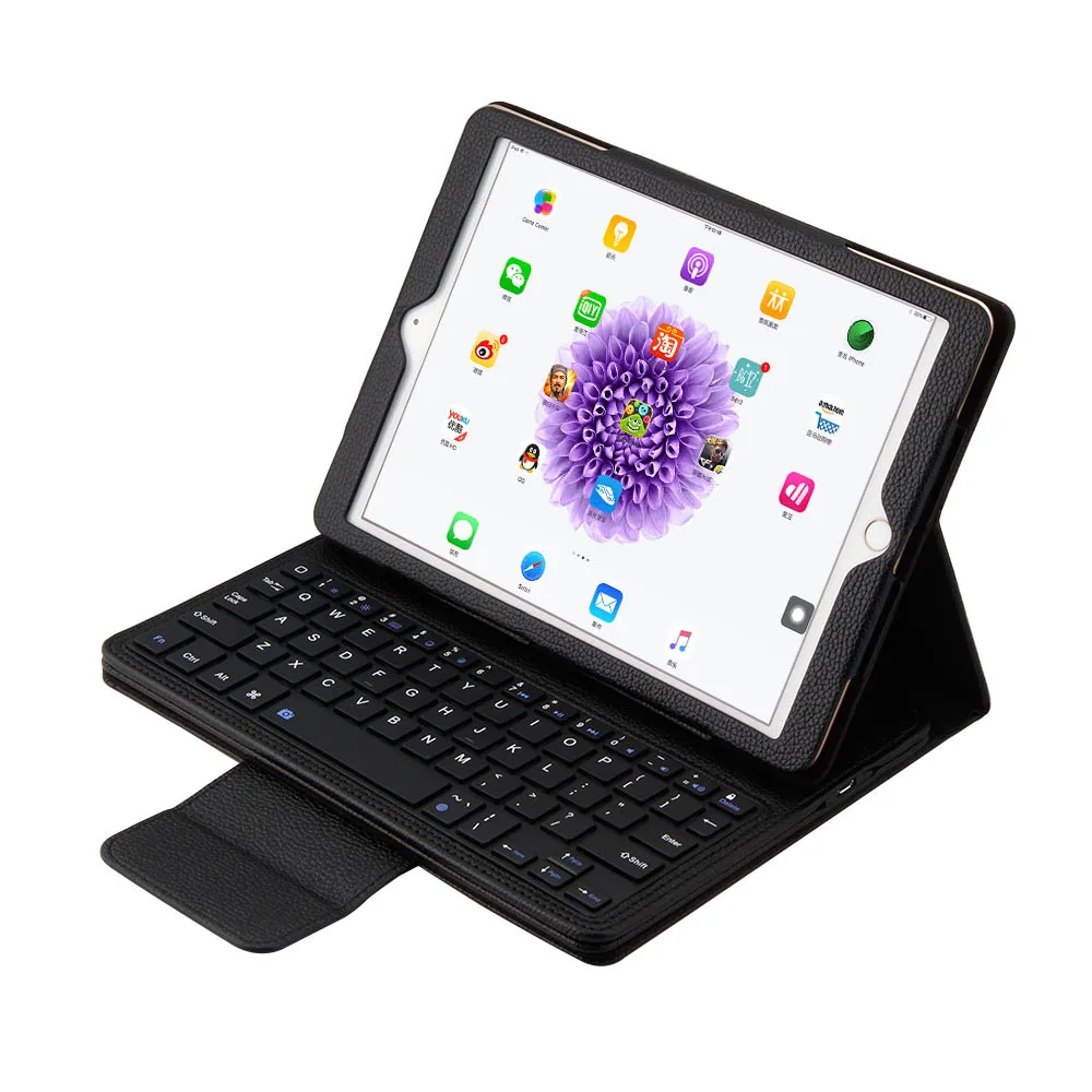 

High quality 2 in 1 Removable wireless Bluetooth Keyboard + PU Leather Litchi pattern Case For Apple iPad Pro 12.9 2017 Tab Case