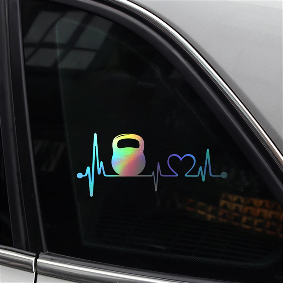 Kettlebell Lock Lifeline Heartbeat Applique Car Sticker Car Window Vinyl Car Sticker 21.1cmx7 (5)