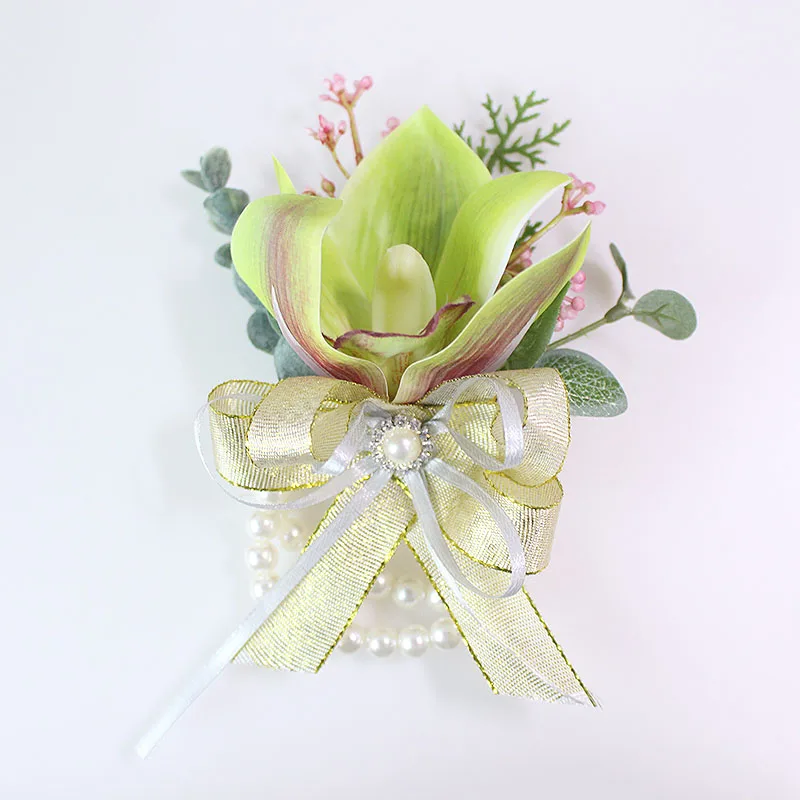 Silk orchid flowers wedding bracelets for bridesmaids  (8)
