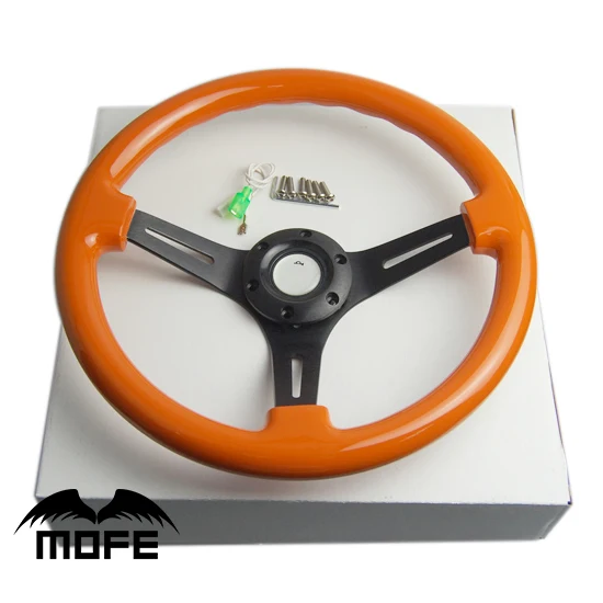 Рулевое колесо из настоящего дерева Mofe Racing Алюминиевые черные спицы 53 мм