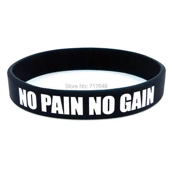 

100pcs Sport Workout Fitness No Pain No Gain wristband silicone bracelets free shipping by epacket A