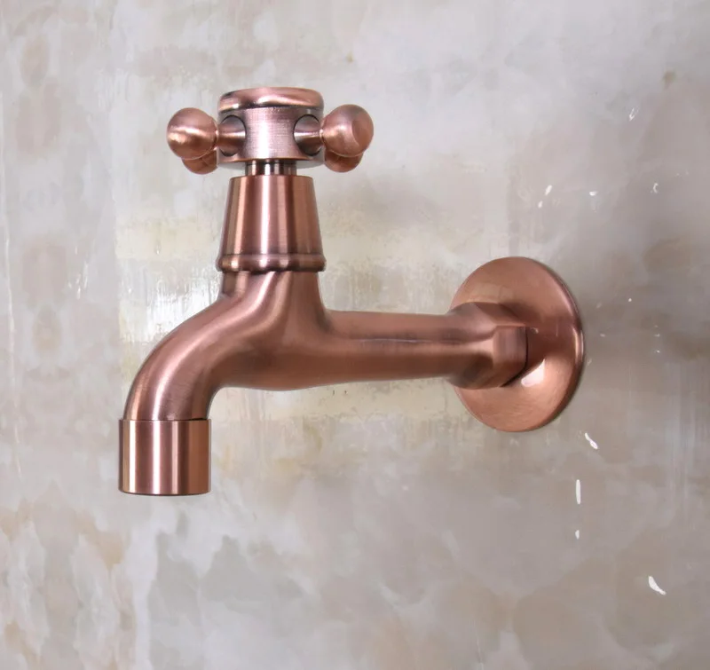 

Antique Red Copper Cross Handle Garden faucet/ Wall Mounted Taps /Bibcocks Cold Water Faucet /Mop Pool Taps Bav304