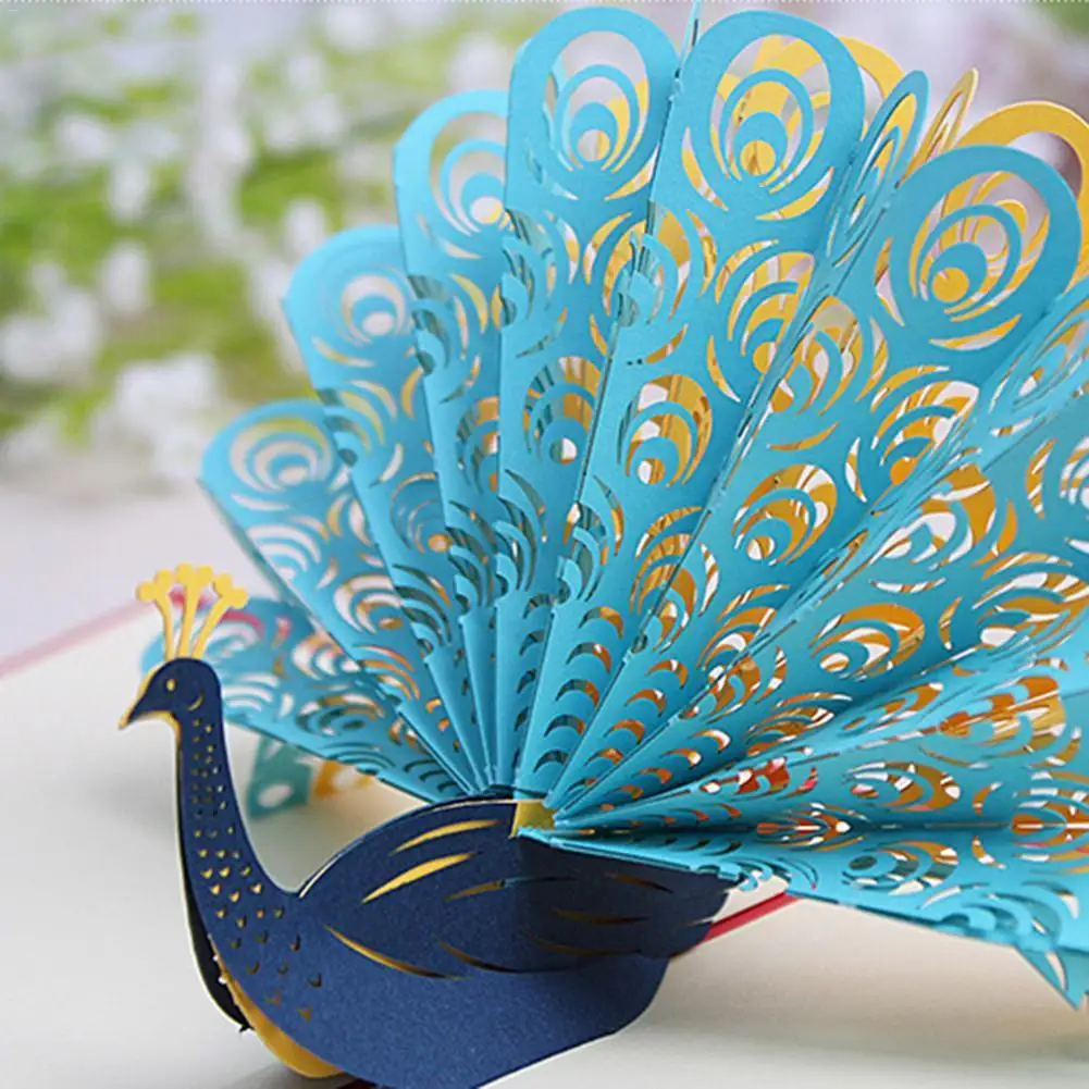  3D Innovative Greeting Card Peacock Style Multi-color Optional Invitation Card Greeting Card - 32920645573