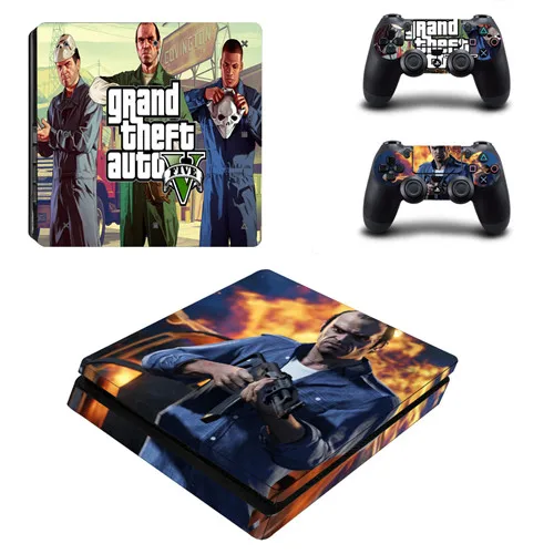 Grand Theft Auto V GTA5 PS4 тонкий кожи виниловая наклейка, стикер для Playstation 4 консоль и контроллер PS4 тонкий кожи Стикеры s - Цвет: YSP4S-1230