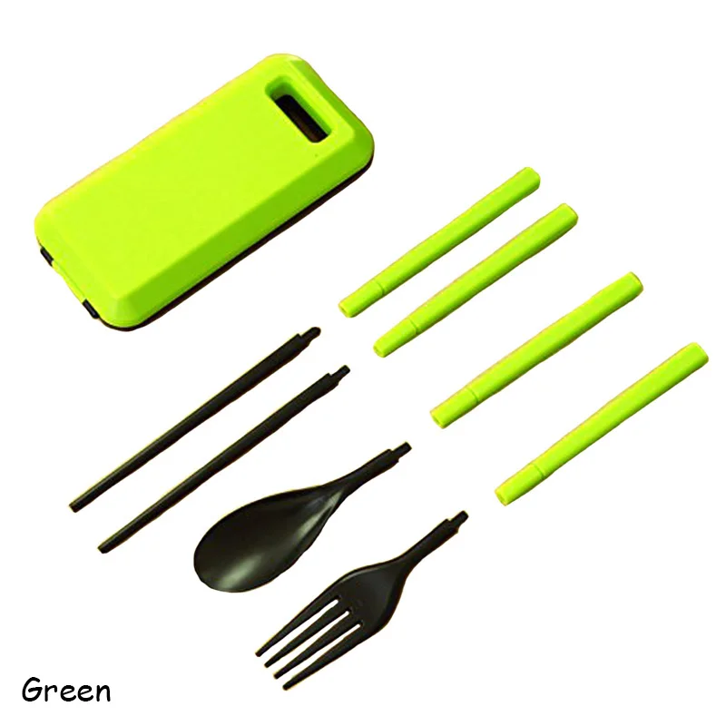 BORREY пищевой пластиковый набор столовых приборов для детей походная посуда наборы Посуда Ложка Вилка Кемпинг путешествия посуда - Цвет: Green