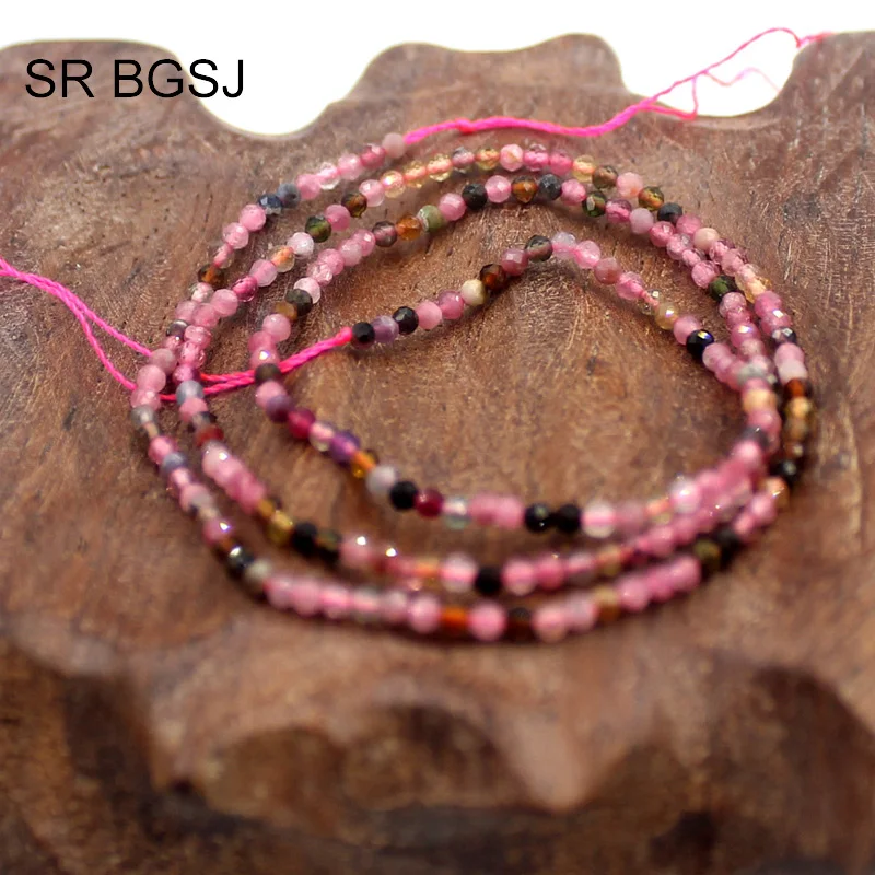 Free Shipping 3mm Round Faceted Mixed Tourmaline Gems Natural Stone Seed Bail Craft Beads Strand 15&quot|Бусины| |