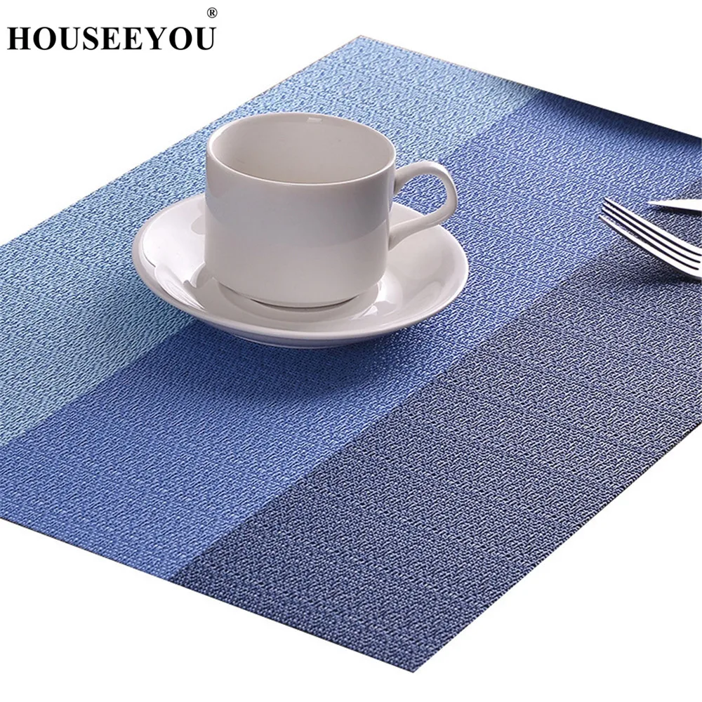 

HOUSEEYOU 4Pcs/lot Modern Solid Color Placemats PVC Table Mat Block Dining Drinking Cup Tableware Disc Pads Coasters Table Cloth