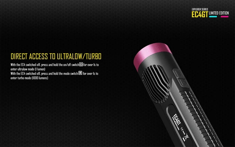 NITECORE EC4GT удобный портативный 1000 лм излучатель фонарик фонарь прожектор охота кемпинг без батареи