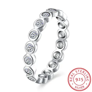 

UFOORO Fashion women Cubic Zirconia Round engagement Ring 925 Sterling Silver Jewelry For Party Wedding rings female