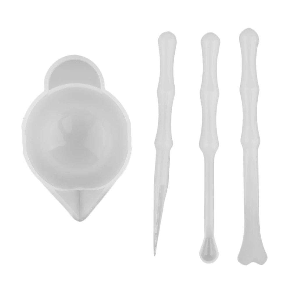 4pcs UV Resin Color Mixing Silicone Cup Mini Silicone Mixing Dish Stirrers Epoxy Resin DIY Decoration Jewelry Making Tools Set