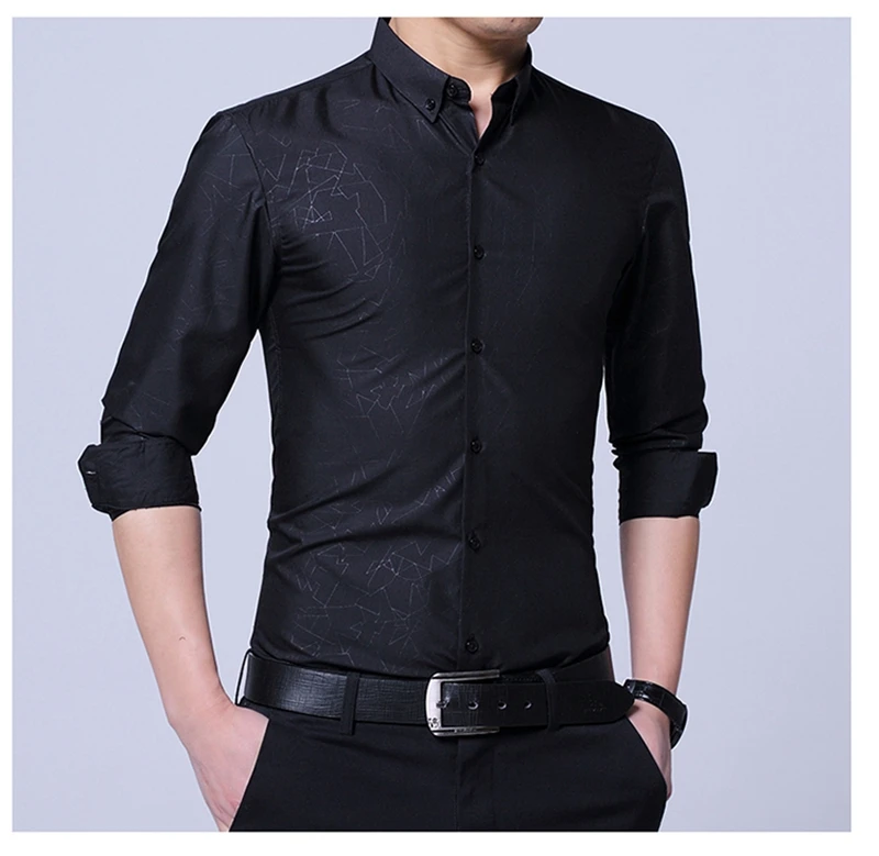 New Arrival Men Shirt Long Sleeve Button Down Printed Dress Shirts Cotton Casual Slim Fit Male Social Shirt Chemise Homme (22)