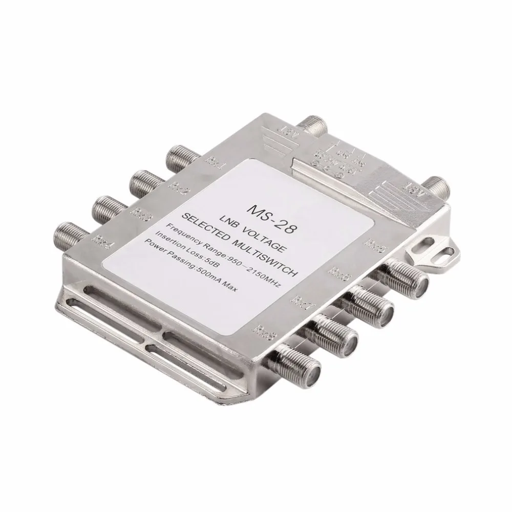 

Portable 2x8 Satellite Signal Multiswitch 950-2150MHz LNB Voltage Selected Switch Low Loss LNB Receiver Multiswitch