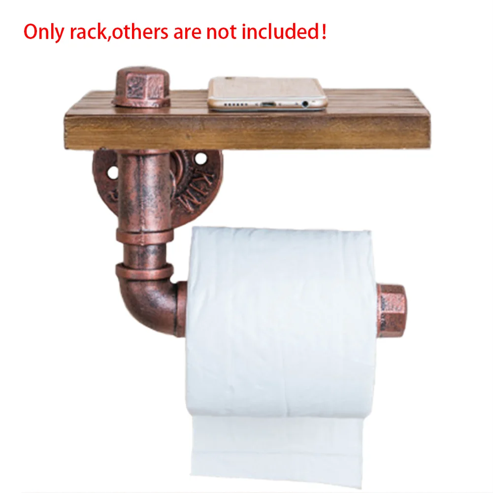 

Bathroom Toilet Paper Holder Wooden Shelf Hanging Rack Industrial Style Wall Mounted Practical Retro Home Hotel Kitchen Roll