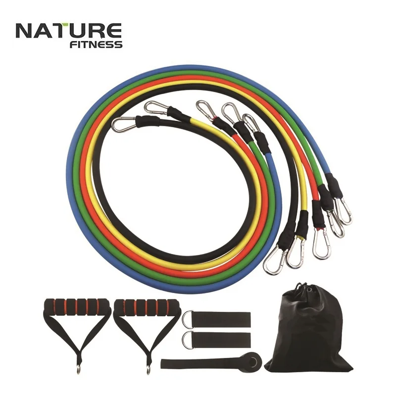 (5 Colors)Resistance Band Set with Door Anchor, Ankle Strap, Exercise