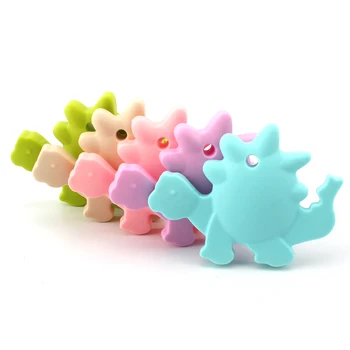 

10pcs 80mm Baby Teether Dinosaur Silicone Teethers Pendant Necklace Accessories BPA Free rodent Animal Teething Chew Toy