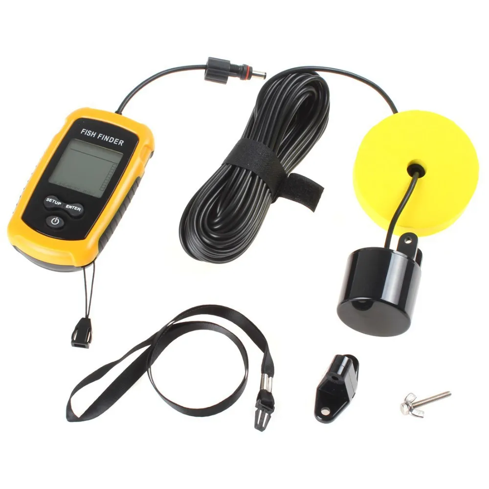 Portable Fish Finder Sonar Sounder Alarm Transducer deeper Fish finder 0.7~100m fishing echo sounder with English LCD Display