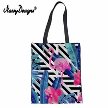 NoisyDesigns Для женщин Фламинго сумка с принтом многоразовый мешок для покупок легко гнущийся, цветные ткани учебники путешествие сумка пакет для продуктов