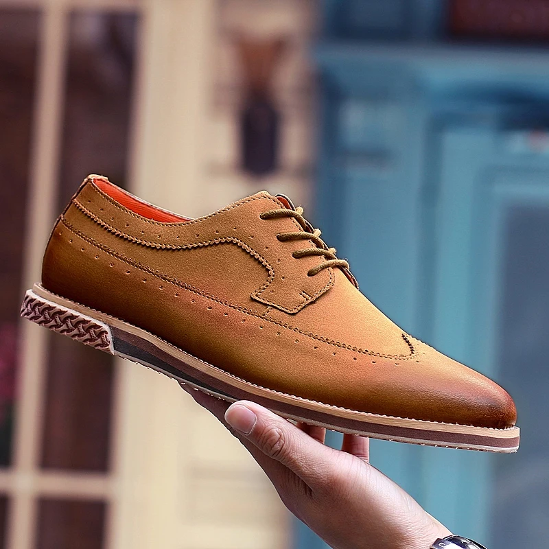 fashion suede leather men shoes elegant male footwear italian office leisure moccasins dress classic brogue oxford shoes for men (31)