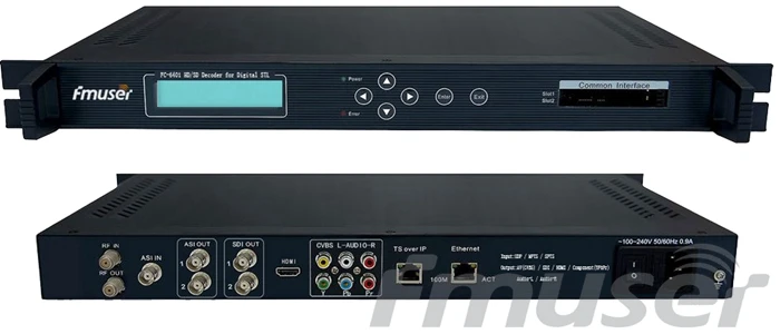 FMUSER FC-6401 DVB-S/S2 SD/декодер формата HD с 2CI DVB-S/ASI in, ASI/AV/HDMI/YPbPr/SDI/IP out