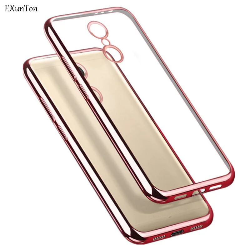 

EXUNTON Plating Soft Back TPU Case Cover For Xiaomi Redmi Note 4 Note4 MTK Global Anti shock Ultra Thin silicone case Cover