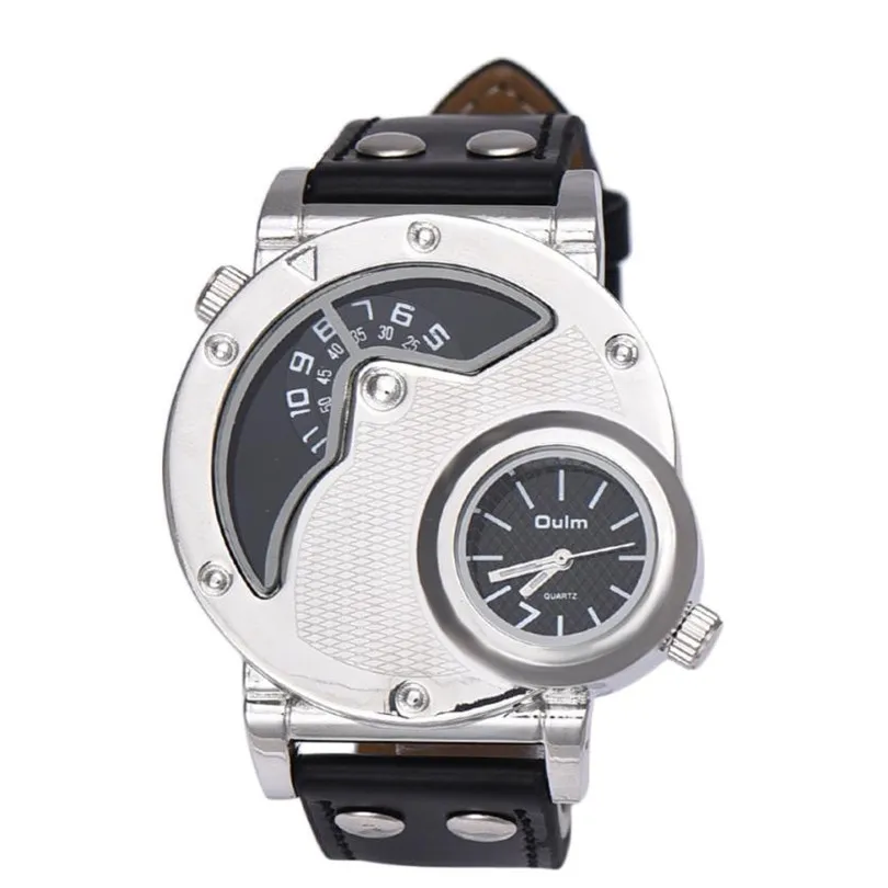 

Durable 2016 New Arrival Fashion Relogio Masculino watch men Sport Mens Quartz Dual Time Zone Leather Band Luxury Wrist Watch
