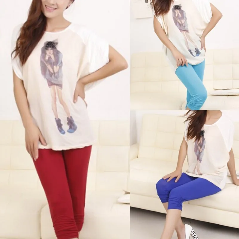

Pregnant Women Elastic Capris Pant Solid Pleated Cotton Maternity Leggings YRD