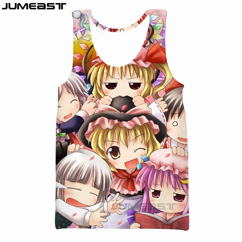 Jumeast бренд для мужчин/для женщин 3D печатных жилет мультфильм аниме короткий рукав Новая мода спортивный пуловер Лето безрукавки для