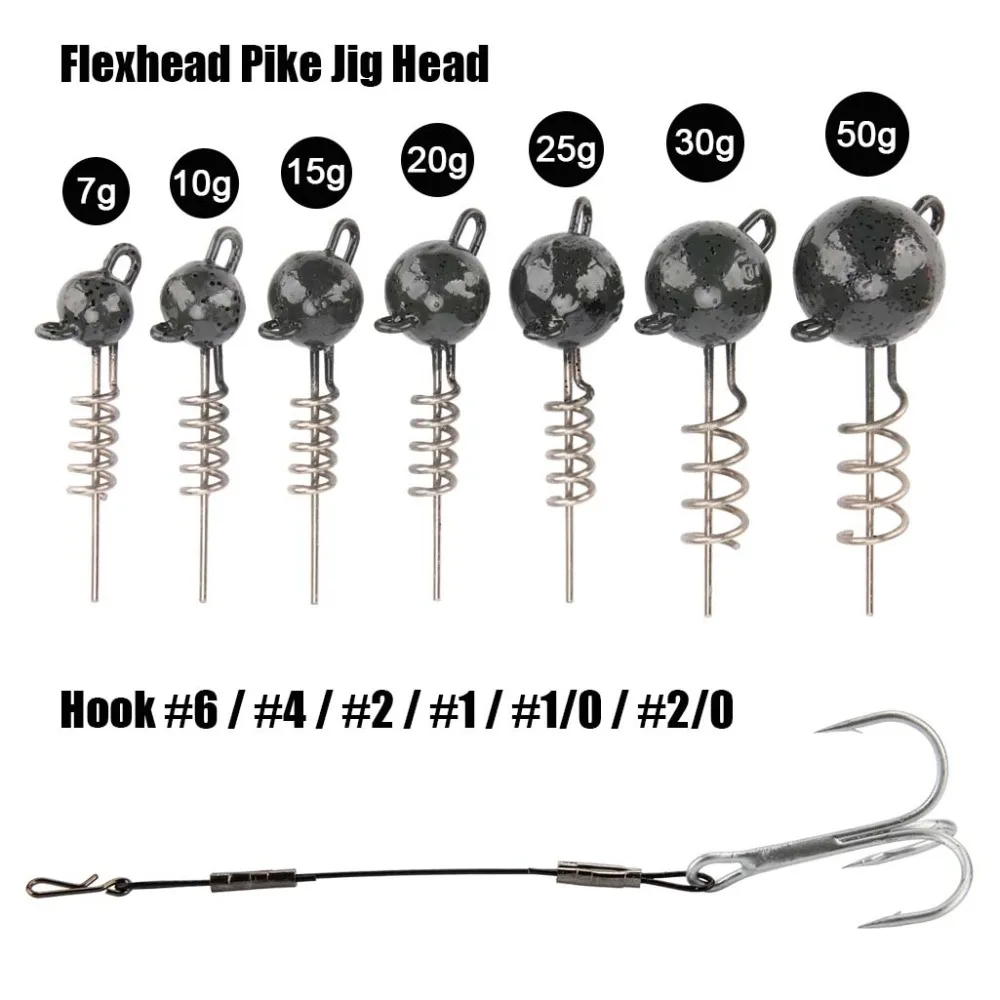 ROSEWOOD New Style Fishing Hooks Set Flexhead Pike Jig Head Hooks Sea  Fishing Hook Jigging Hook 7g to 50g Screwball Jig Rig