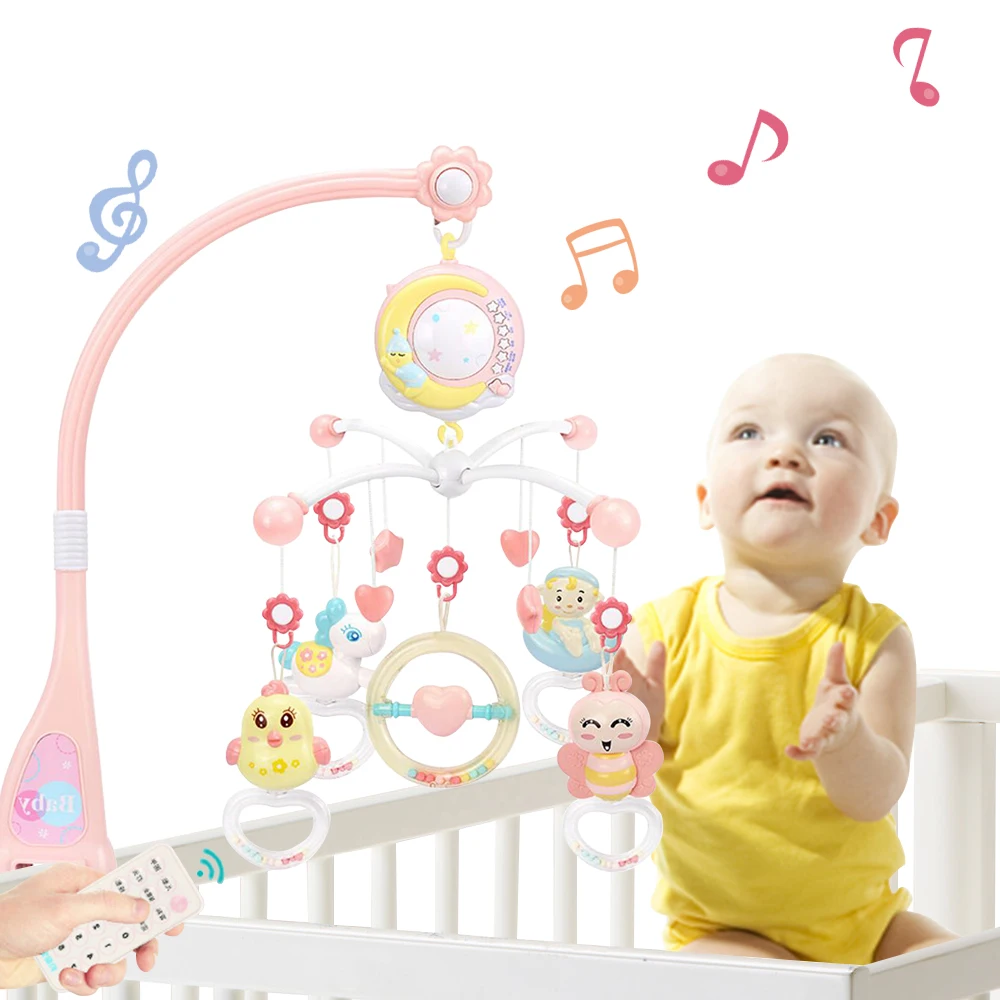

Musical Rattles Crib Mobiles Bed Bell Baby Infant Toy Holder Rotating Crib Bed Bell Box Projection For 0-12 Months Newborn Toys