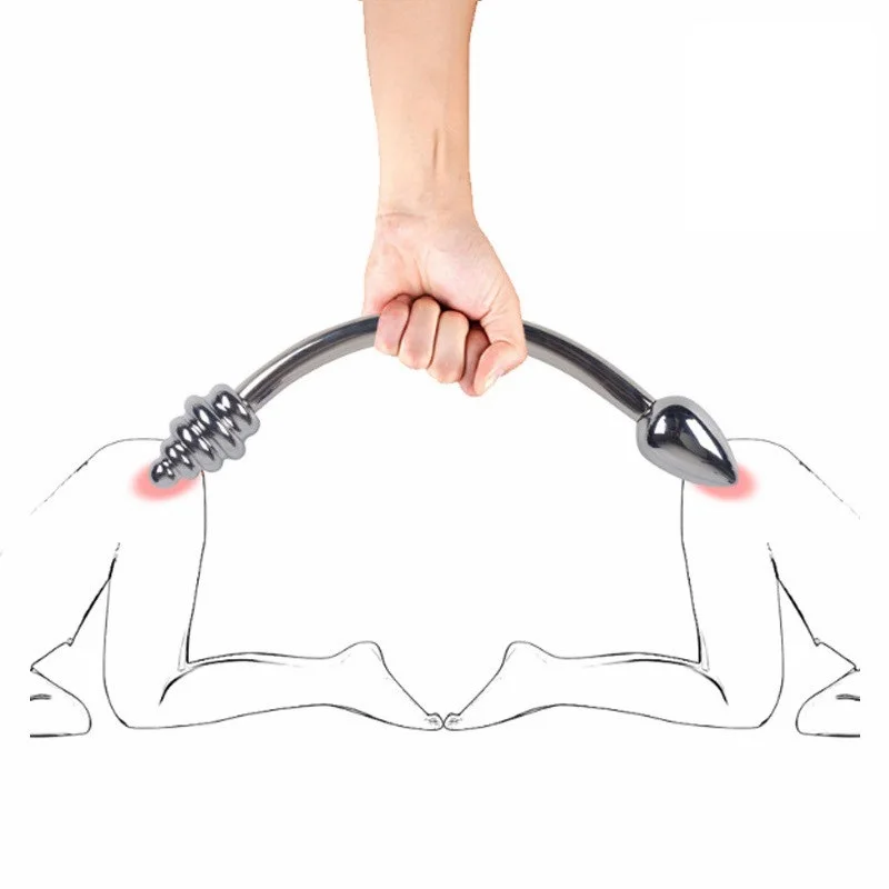 G spot massager Double dildo Penetration anal hook beads butt plug metal fake penis bondage SM sex toy for man woman | Красота и