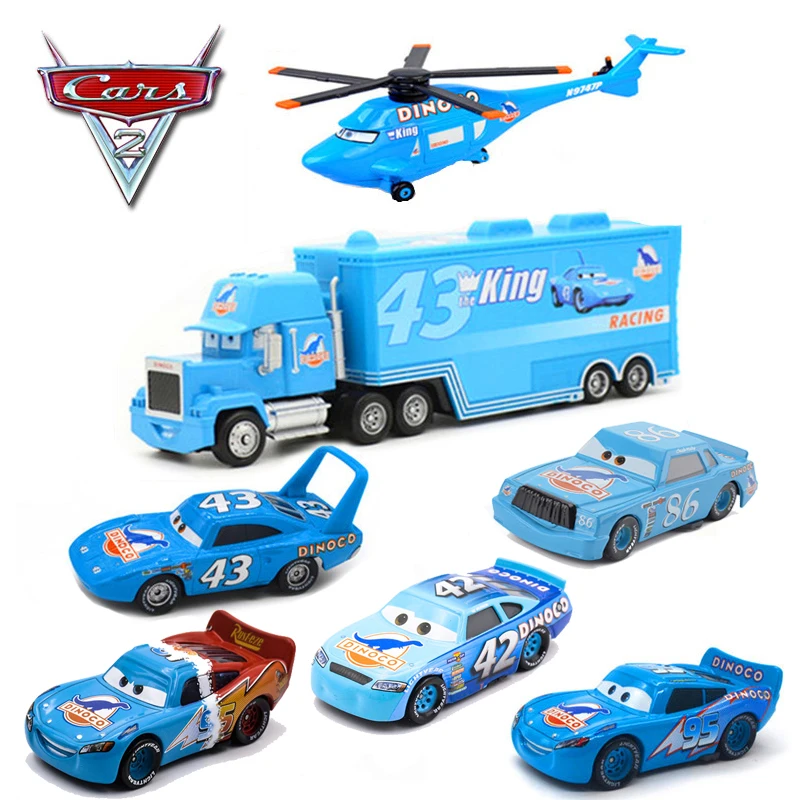 7 шт./компл. disney Pixar Cars 2 3 DINOCO динозавр автомобиль игрушка обесцвечивание молния McQueen King Diecasts модель Детский обучающий игрушки