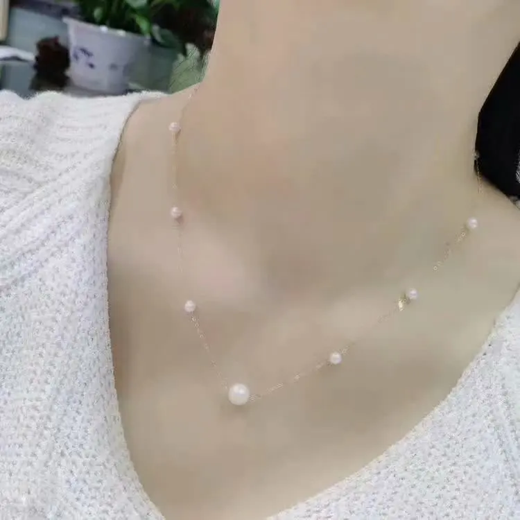 

shilovem 18k yellow gold Natural freshwater pearls pendants fine Jewelry women trendy plant necklace gift new mymxl0408zz