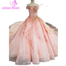2017 Real Photos Pink Ball font b Gown b font font b Wedding b font Dress