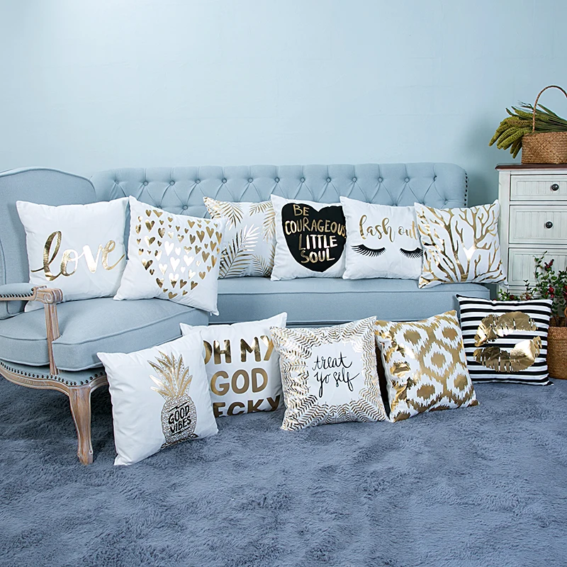 Бронзовая подушка, чехол для дивана, наволочка для подушки, декоративные подушки, домашний декор, диванные подушки, стул, almofadas para