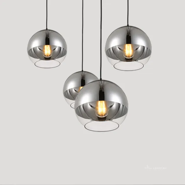 Copper Silver Mirror Ball Lustre Chandelier LED Pendant