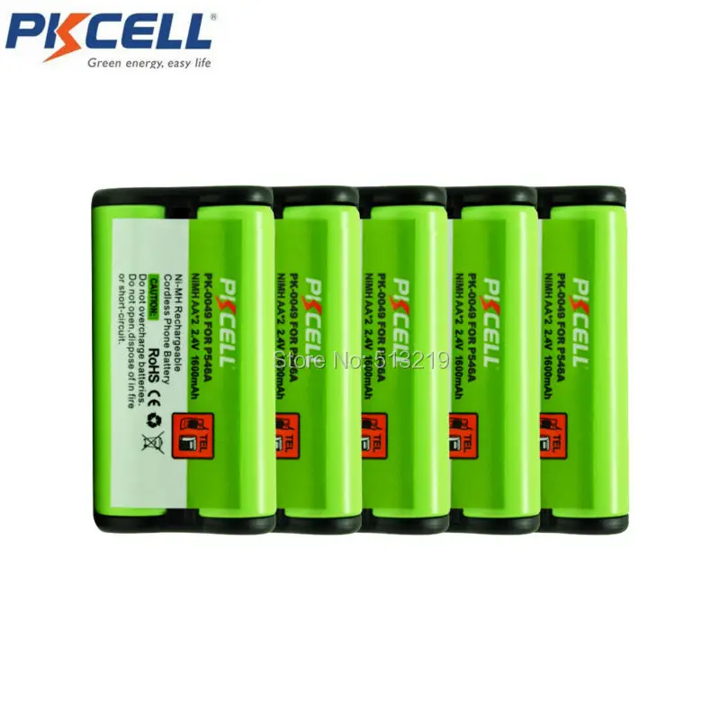 5Packs Rechargeable Ni MH Replacement Phone Battery for Panasonic HHR